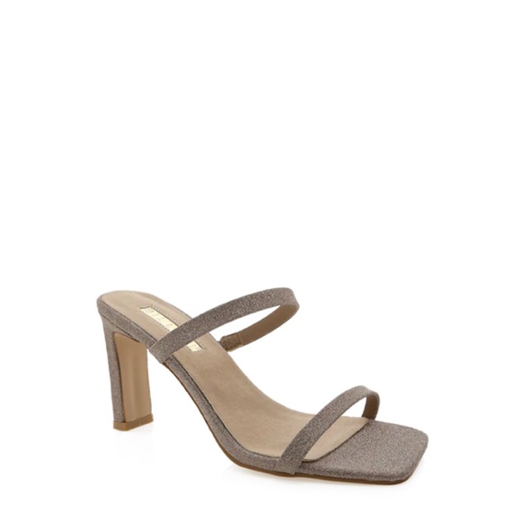 BILLINI OLETTA CHAMPAGNE GLITTER SLIP ON GLAM MULE SQUARE TOE BLOCK HEELS SIZE 7 - Picture 8 of 10